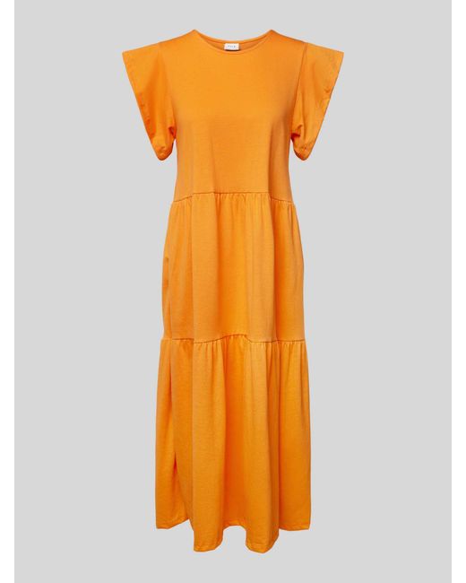 Vila Midi-jurk Met Kapmouwen in het Orange