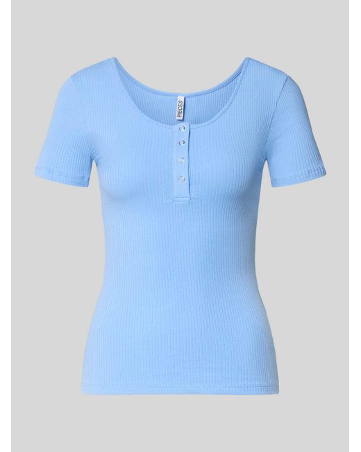 Pieces Slim Fit T-Shirt Van Katoenmix Model 'Kitte' in het Blue
