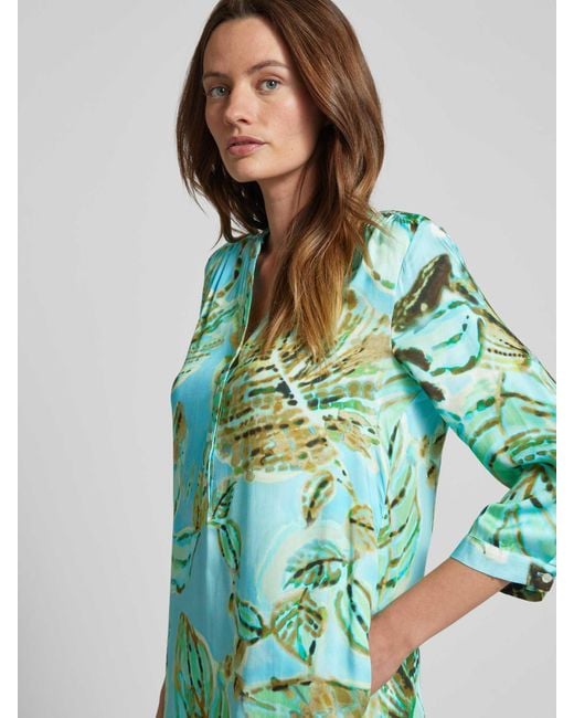 Emily Van Den Bergh Green Knielanges Tunikakleid aus Viskose mit floralem Muster