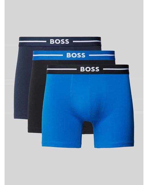 Boss Boxershorts mit elastischem Logo-Bund im 3er-Pack in Blue für Herren