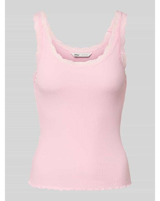 ONLY Pink Regular Fit Tank Top mit Frill am Saum Modell 'SARA'