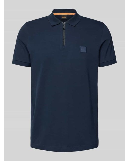 Boss Poloshirt mit Label-Patch in Blue für Herren