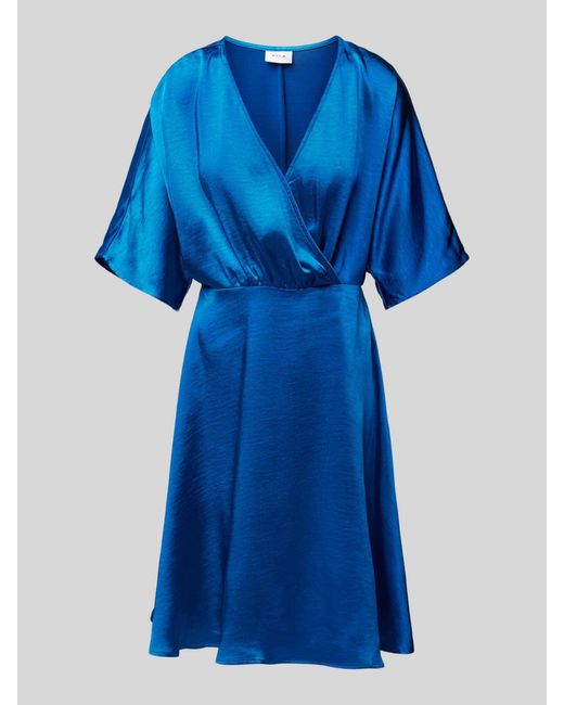 Vila Blue Knielanges Kleid mit V-Ausschnitt Modell 'VISATEENY'