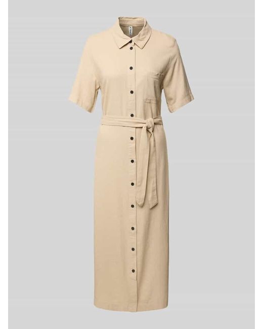 ONLY Natural Tailliertes Hemdblusenkleid aus Viskose-Leinen-Mix Modell 'CARO'