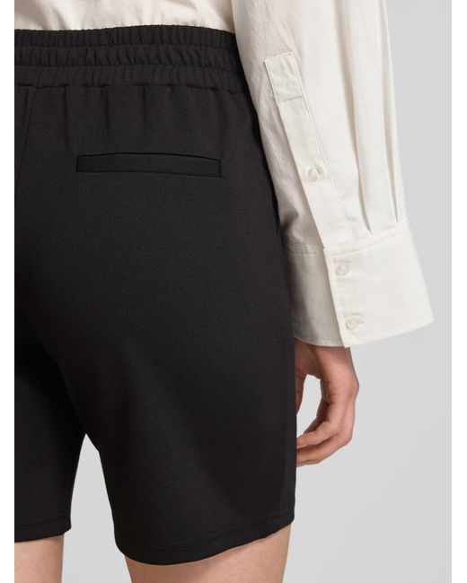 Ichi Regular Fit Korte Broek Met Bandplooien in het Black