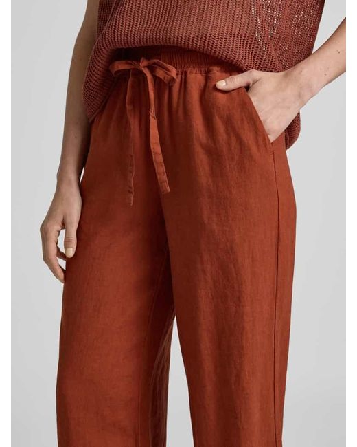 Soya Concept Brown Straight Leg Leinenhose mit Tunnelzug Modell 'Ina'