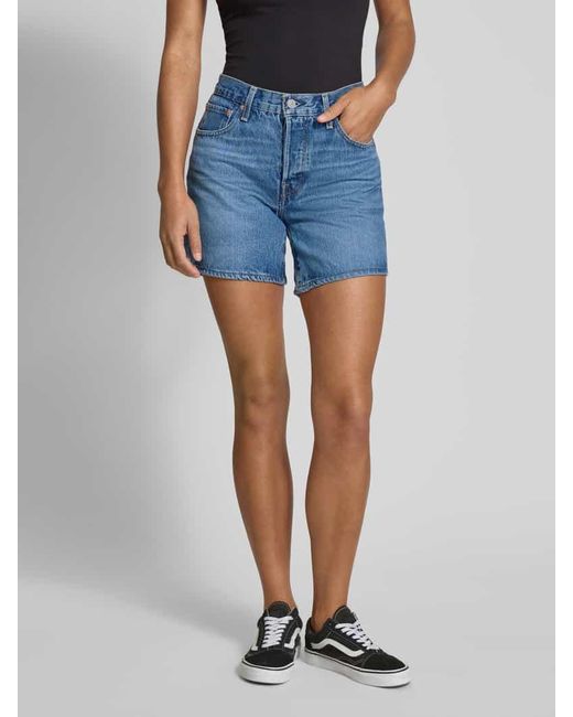 Levi's Blue Jeansshorts mit Eingrifftaschen Modell '501® ROLLED SHORT'