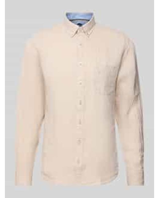 Fynch-Hatton Regular Fit Linnen Overhemd Met Button-downkraag in het Natural voor heren