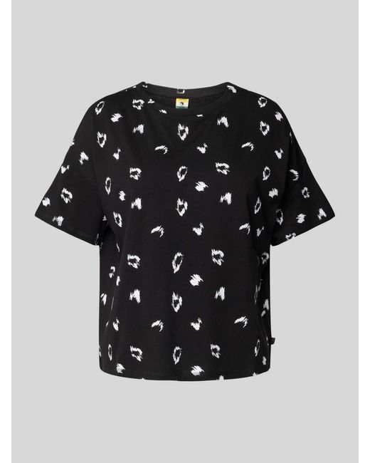 QS Black T-Shirt mit Allover-Muster