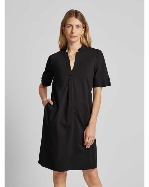 Comma, Black Knielanges Kleid mit Tunikakragen