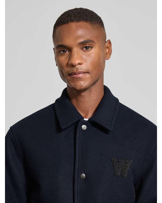 WOOD WOOD Regular Fit Overhemdjack Met Labelstitching, Model 'Otis' in het Blue voor heren