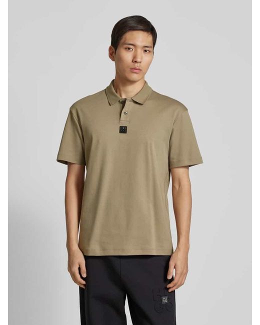 HUGO Regular Fit Poloshirt mit Label-Badge Modell 'Deabono' in Natural für Herren