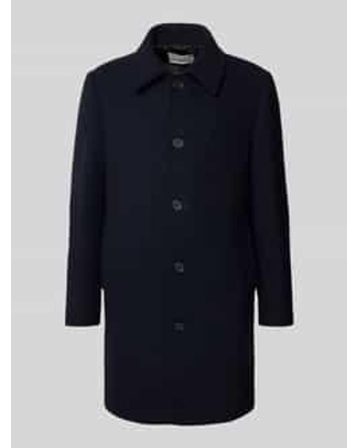 SELECTED Regular Fit Lange Wollen Jas Met Platte Kraag, Model 'Archive' in het Blue voor heren