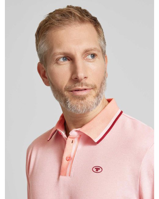 Tom Tailor Regular Fit Poloshirt Met Labelprint in het Pink voor heren