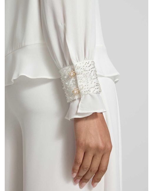 Marc Cain Regular Fit Blouse Met Kralen En Ronde Hals in het White