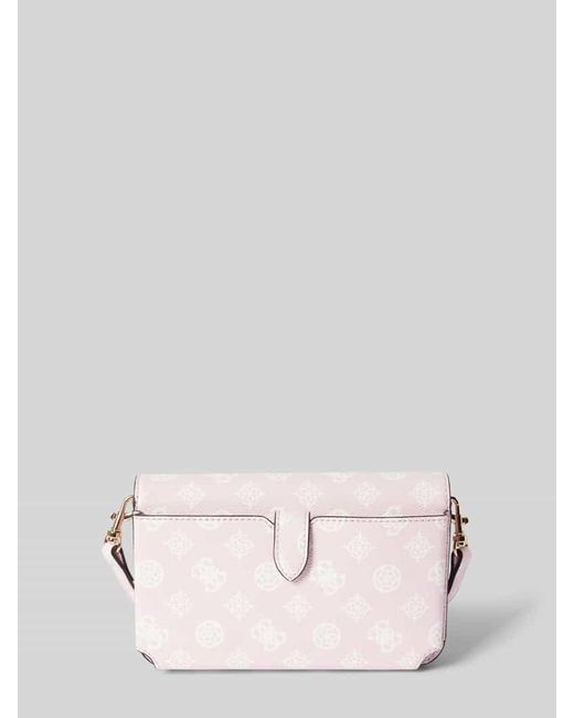 Guess Pink Crossbody Bag mit Allover-Label-Print Modell 'LORALEE'