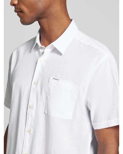 Barbour Regular Fit Leinenhemd Mit Brusttasche Modell 'Nelson' in White für Herren