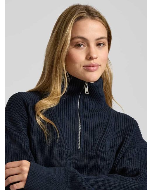 Jake*s Blue Strickpullover mit Troyer-Kragen