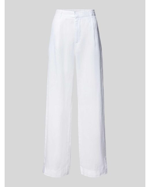 Gina Tricot White Regular Fit Leinenhose mit Bundfalten Modell 'DENISE'