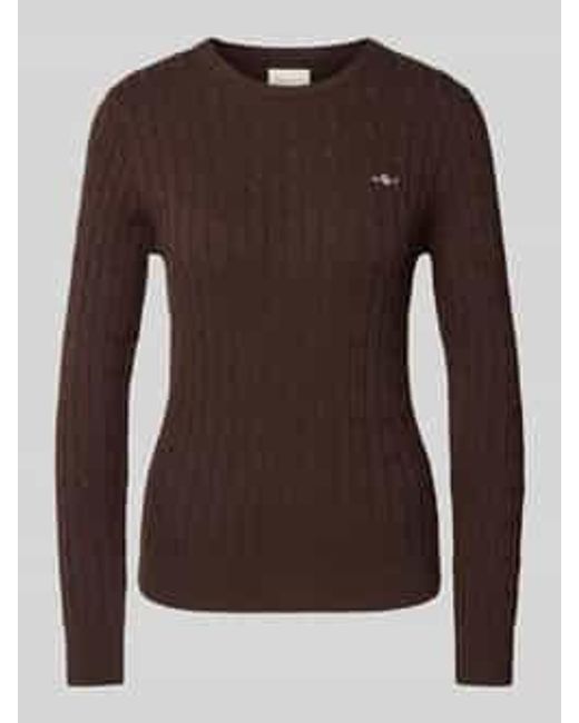 Gant Gebreide Pullover Met Kabelpatroon in het Brown