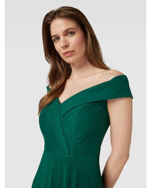 TROYDEN COLLECTION Green Off-Shoulder-Abendkleid mit gelegten Falten