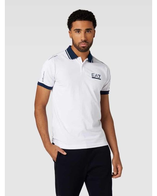 EA7 Regular Fit Poloshirt mit Label-Print in White für Herren