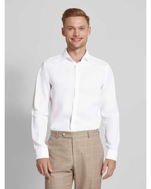Seidensticker Slim Fit Leinenhemd mit Kentkragen in White für Herren