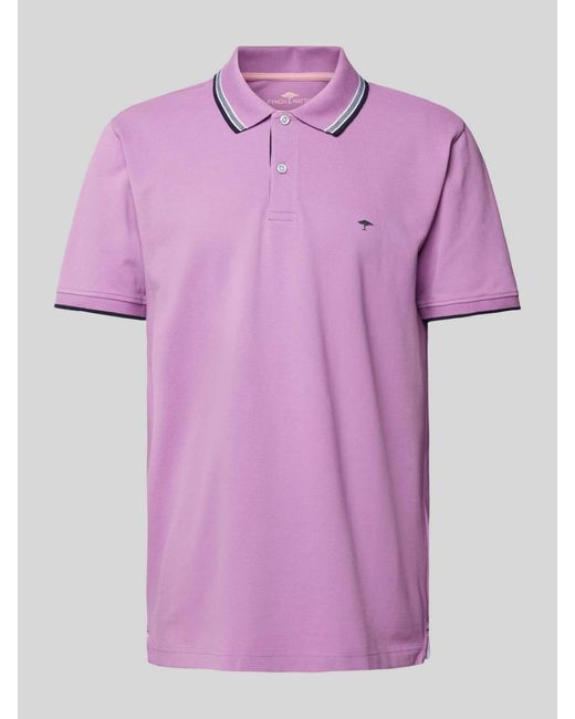 Fynch-Hatton Regular Fit Poloshirt Met Contraststrepen in het Purple voor heren