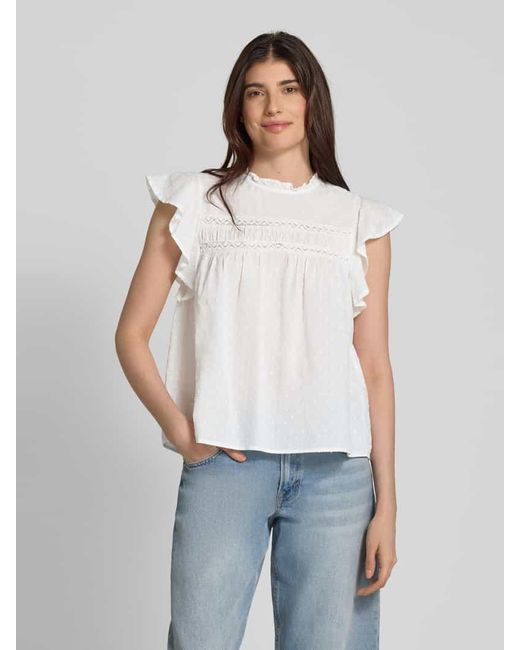 Vero Moda White Regular Fit Blusentop aus reiner Baumwolle Modell 'TRINE'