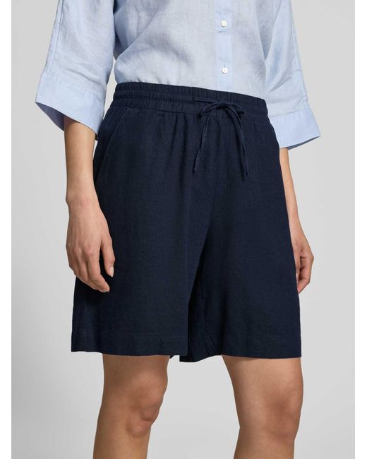 Freequent Linnen Korte Broek Met Elastische Tailleband Model 'Lava' in het Blue