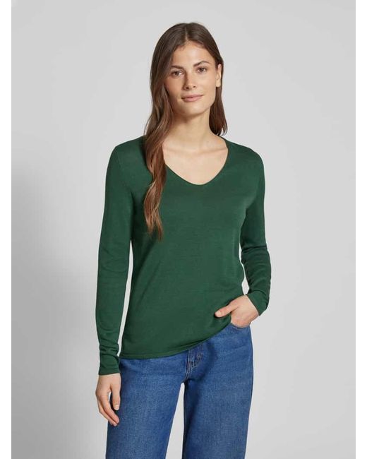 Tom Tailor Green Regular Fit Strickpullover Aus Baumwoll-Mix Mit V-Ausschnitt