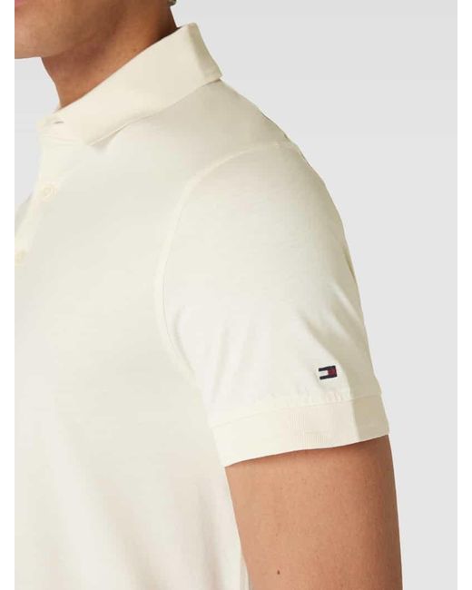 Tommy Hilfiger Regular Fit Poloshirt mit Logo-Stitching in Natural für Herren