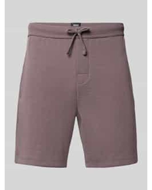 Boss Regular Fit Sweatshort Van Katoenmix Model 'Waffle Shorts' in het Purple voor heren
