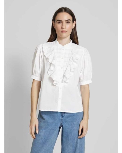 Essentiel Antwerp White Regular Fit Bluse Mit Stehkragen Modell 'Hamadeus'