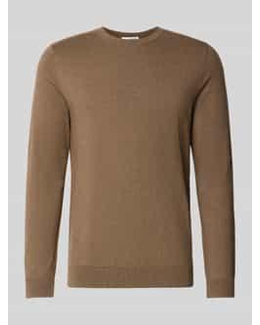 SELECTED Regular Fit Gebreide Pullover Van Puur Katoen, Model 'Berg' in het Brown voor heren