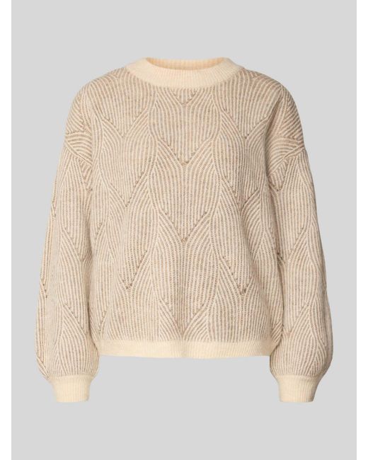 Pieces Comfort Fit Gebreide Pullover Met Wol, Model 'Jenna' in het Natural