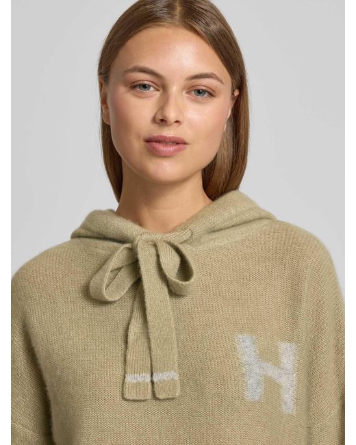 Hemisphere Gebreide Pullover Van Kasjmiermix Met Capuchon in het Green