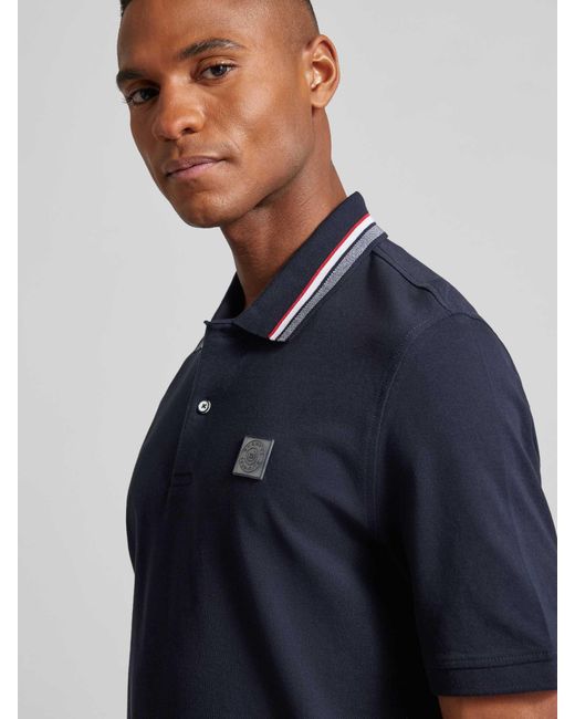 Bugatti Regular Fit Poloshirt Met Labelbadge in het Blue voor heren