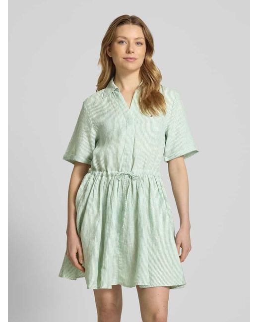 Tommy Hilfiger Green Ausgestelltes Hemdblusenkleid Aus Reinem Leinen