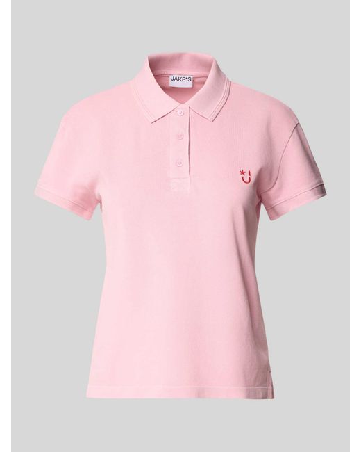Jake*s Poloshirt Met Motiefstitching in het Pink