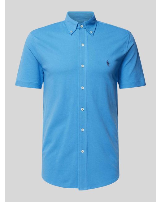 Polo Ralph Lauren Freizeit-Hemd mit Polokragen und unifarbenem Design in Blue für Herren