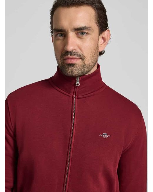 Gant Sweatjacke mit Label-Stitching in Red für Herren