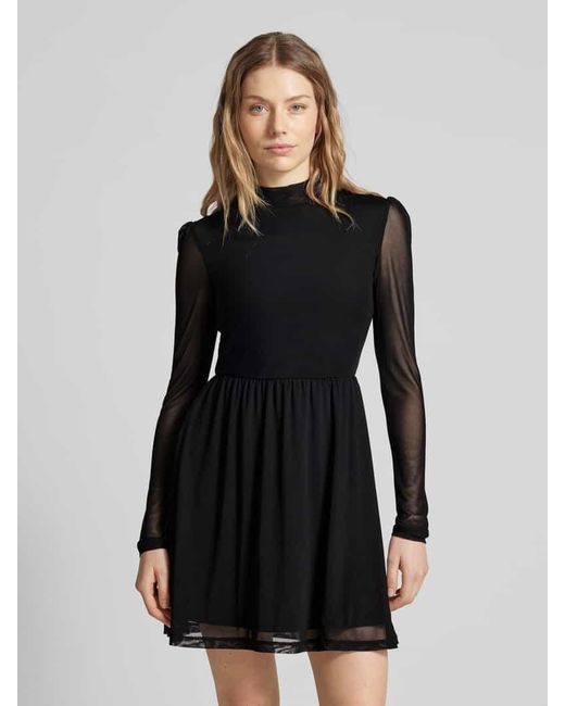 ONLY Black Tailliertes Langarmkleid Mit Semtransparenten Ärmeln Modell 'Erica'
