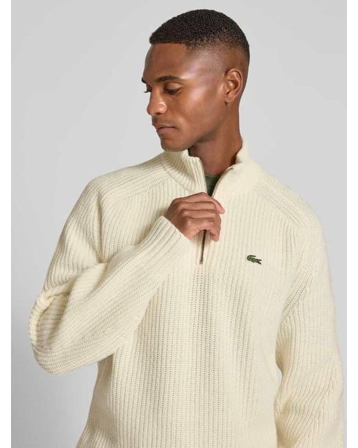 Lacoste Regular Fit Troyer aus reiner Wolle in Natural für Herren