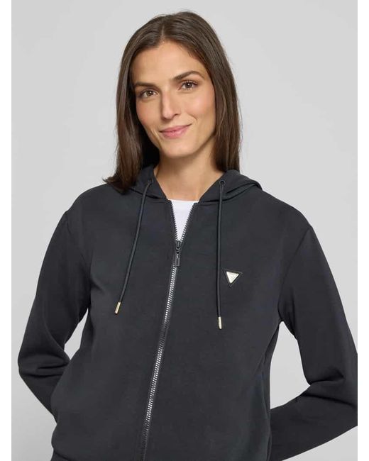 Guess Black Sweatjacke mit Label-Detail Modell 'OLYMPE'