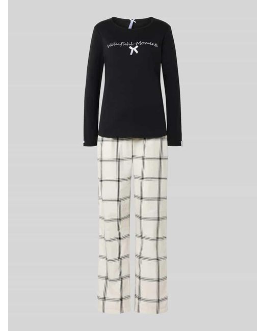Louis & Louisa Black Pyjama mit Stitching Modell 'Wohlfühl-Momente'