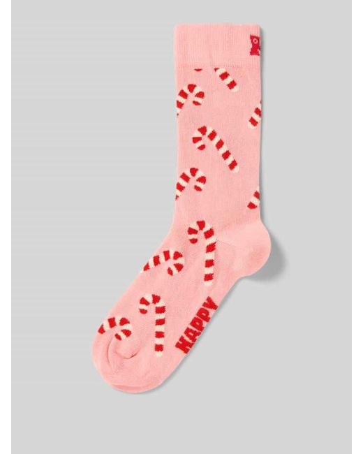 Happy Socks Pink Regular Fit Socken mit Motiv-Stitching Modell 'Candy'