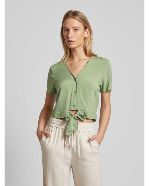 Vero Moda Green Blusenshirt aus Viskose mit Knotendetail Modell 'EASY JOY'