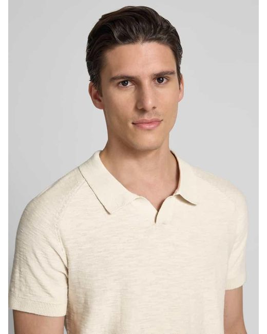 S.oliver Regular Fit Poloshirt mit Flammgarnstruktur in Natural für Herren