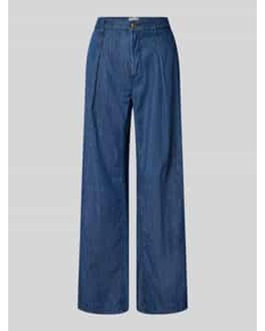 Cambio Wide Leg Jeans Met Bandplooien in het Blue